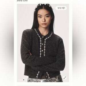 Anthropologie Maeve Embellished Crew-Neck Cardigan Sweater